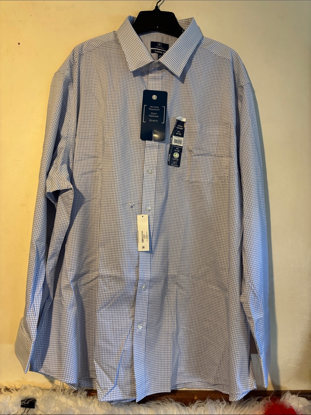 George Men's Blue Micro-Check Dress Shirt